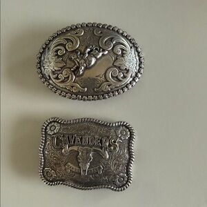 Cavender's Silver Western Belt Buckle Set CHILDRENS